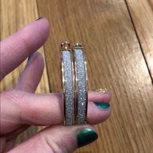 Wrap Around Gold and Silver Sparkle Hoop Earrings